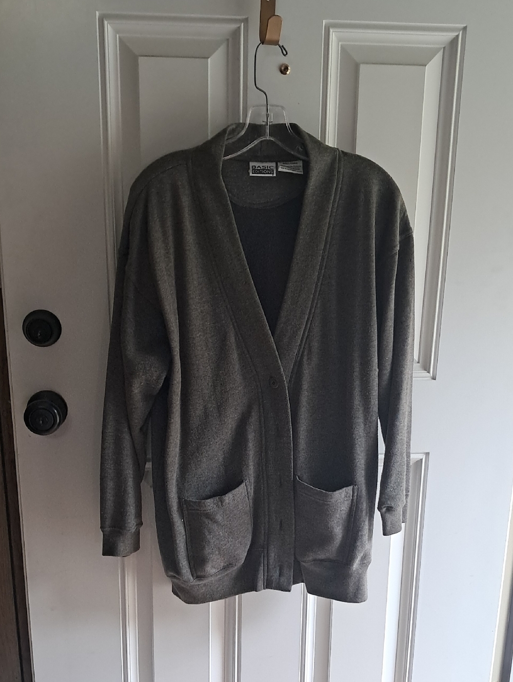 Basic Editions Gray Button Front Jacket